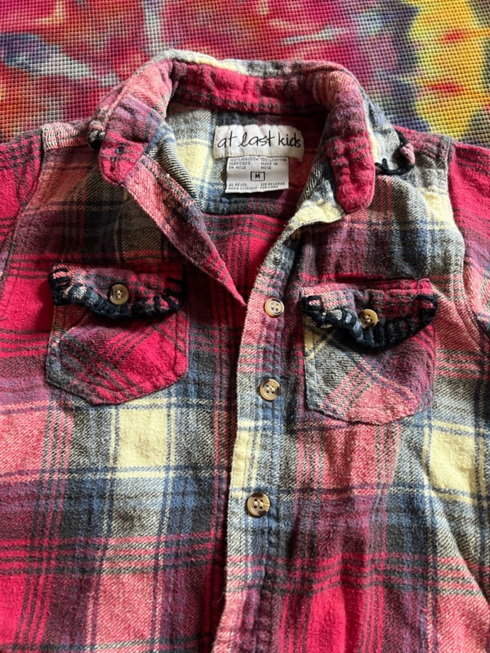 Vintage At Last Kids Plaid Flannel Shirt - Red & Blue - Size M (3T)